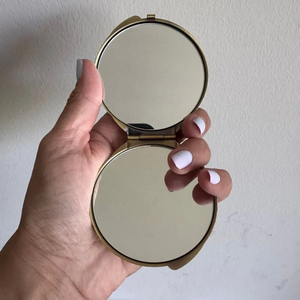 Vintage Cameo Compact Mirror With Pearls And Diamonds